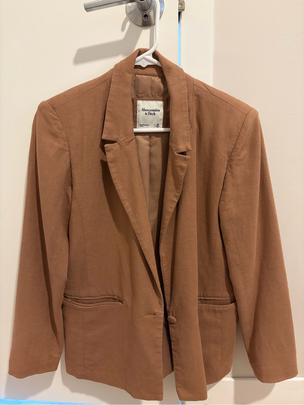 Linen Blend Abercrombie & Fitch Tan Single Button Blazer